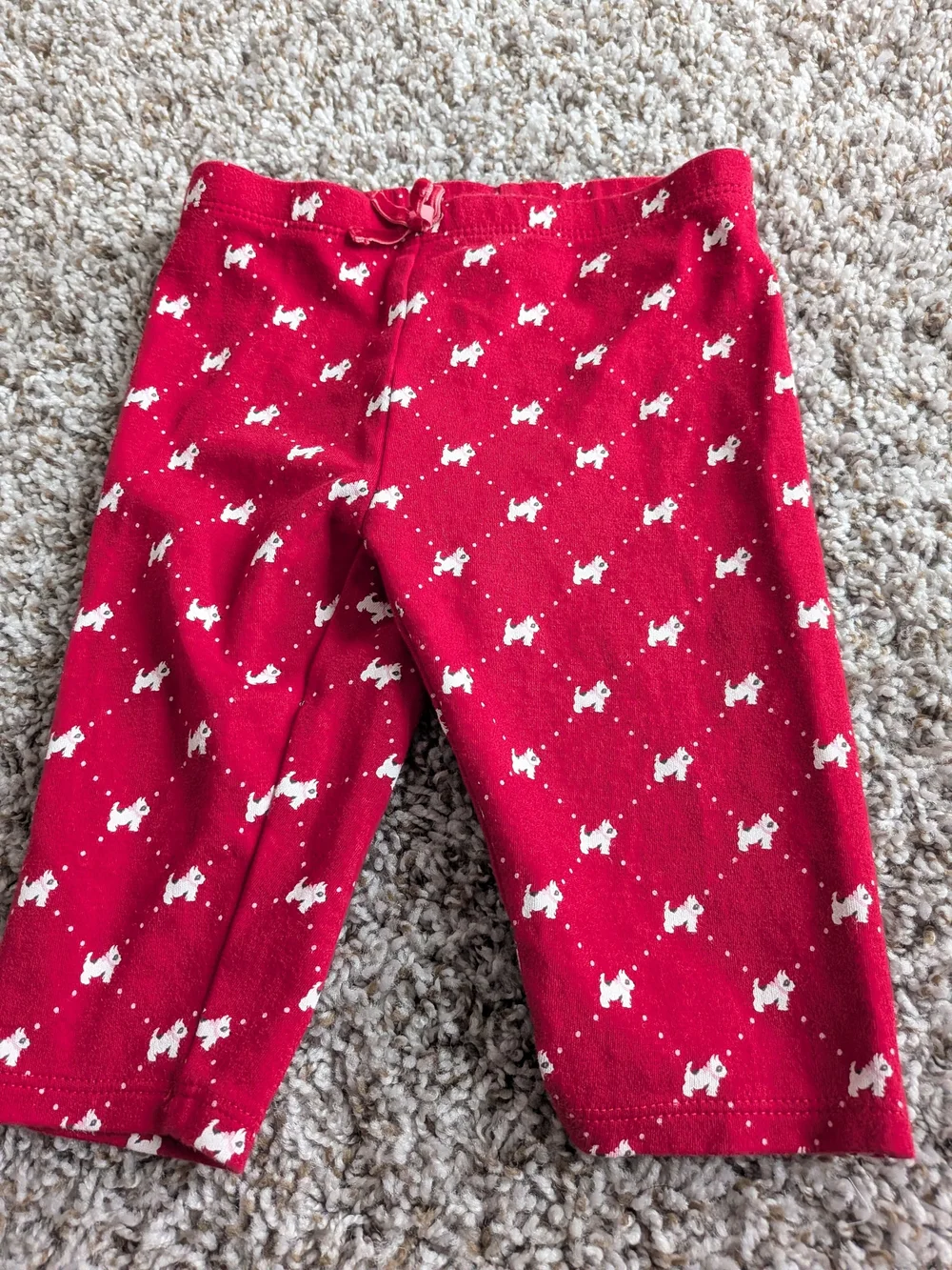 Janie and Jack Red Leggings with White Dog Print Size 3/6 Months